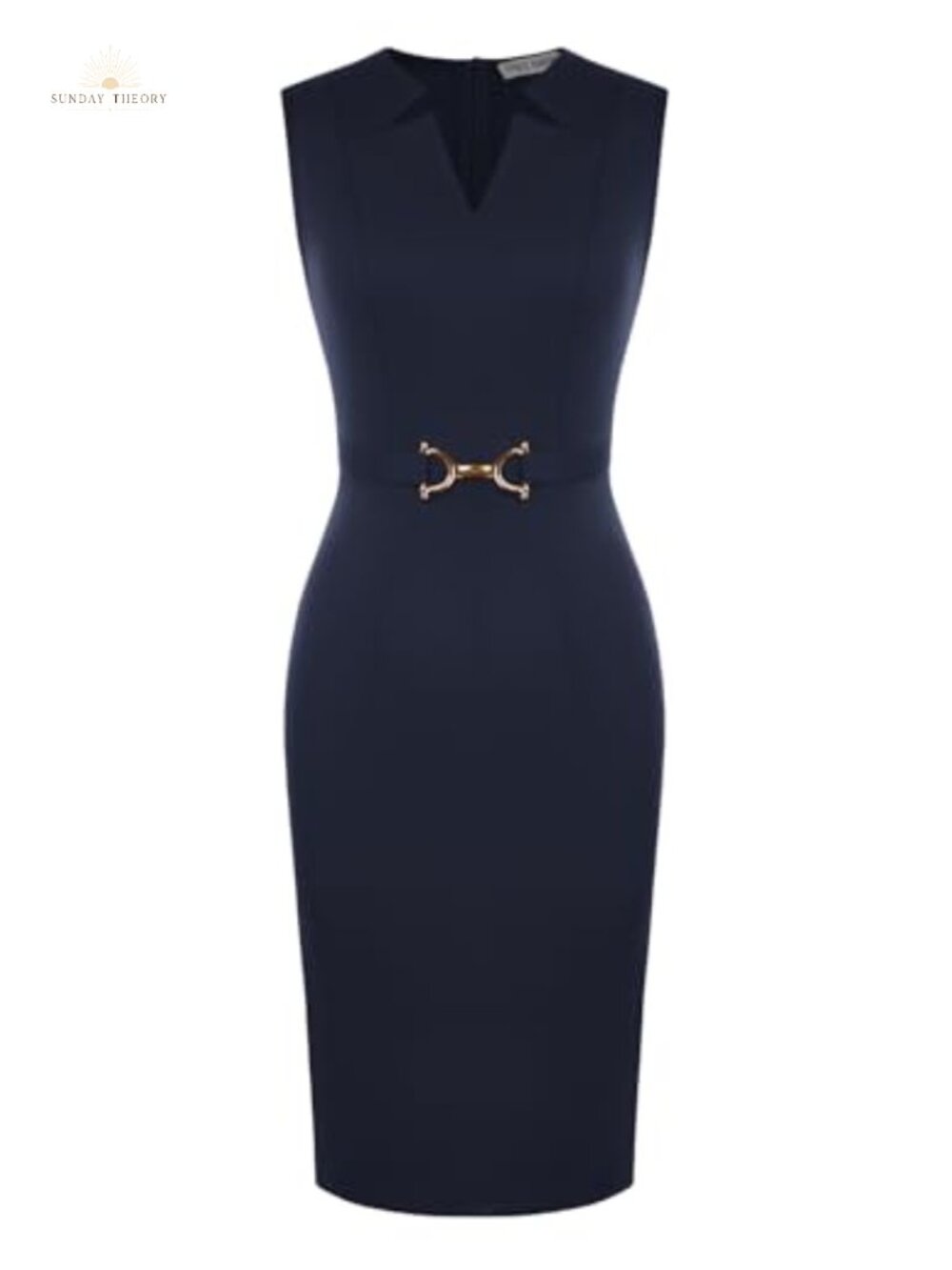 Sleeveless V-Neck Midi Bodycon Work Business Dress